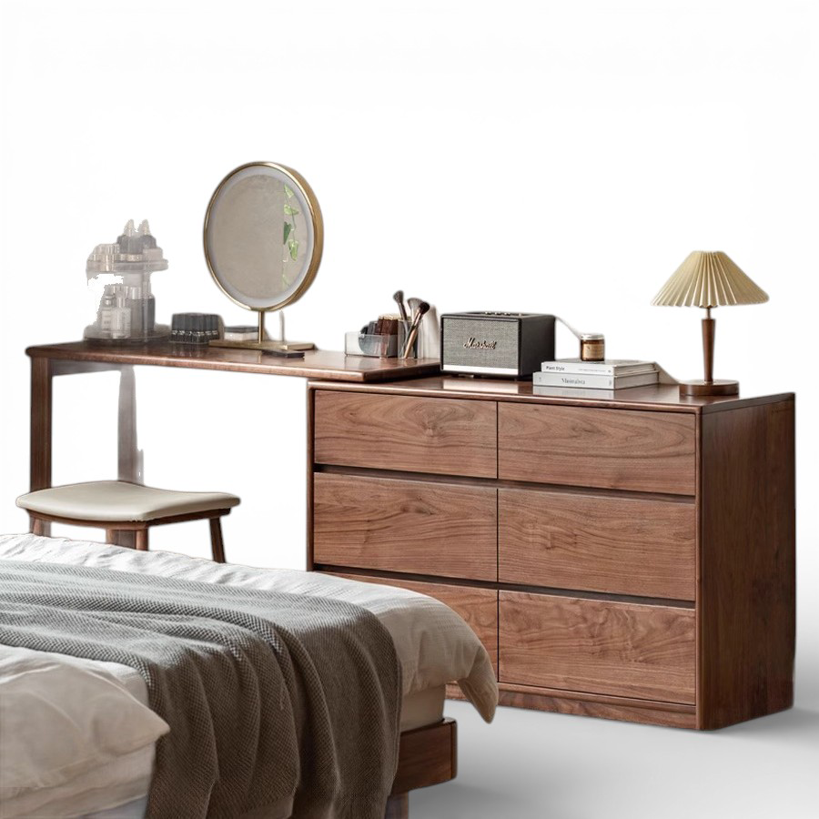 Walnut Finish Dresser & Vanity DRT-010