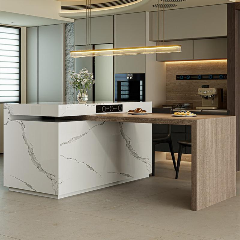 (Stock)Rotating, Extendable, Flush-Mounted Sintered Stone Top Island Table IT-117