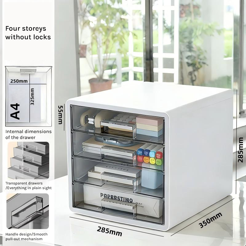 Lockable A4 Office Storage Cabinet Box with Multi-Layer Drawers for Desk Organization FC-007