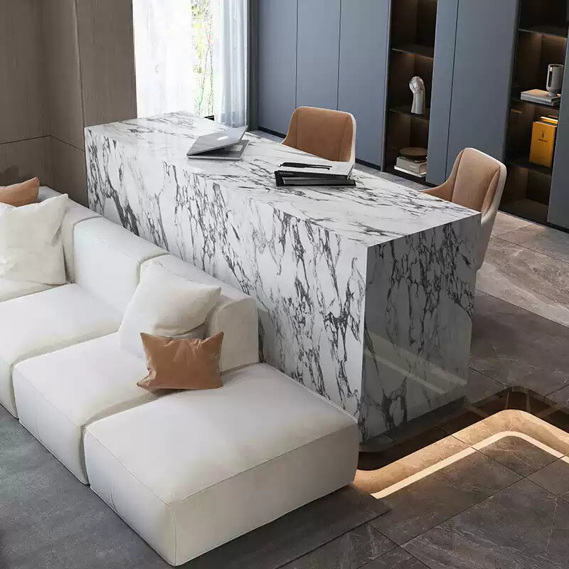 Marble-Patterned Sintered Stone Wall-Mounted Island & Bar Table IT-111