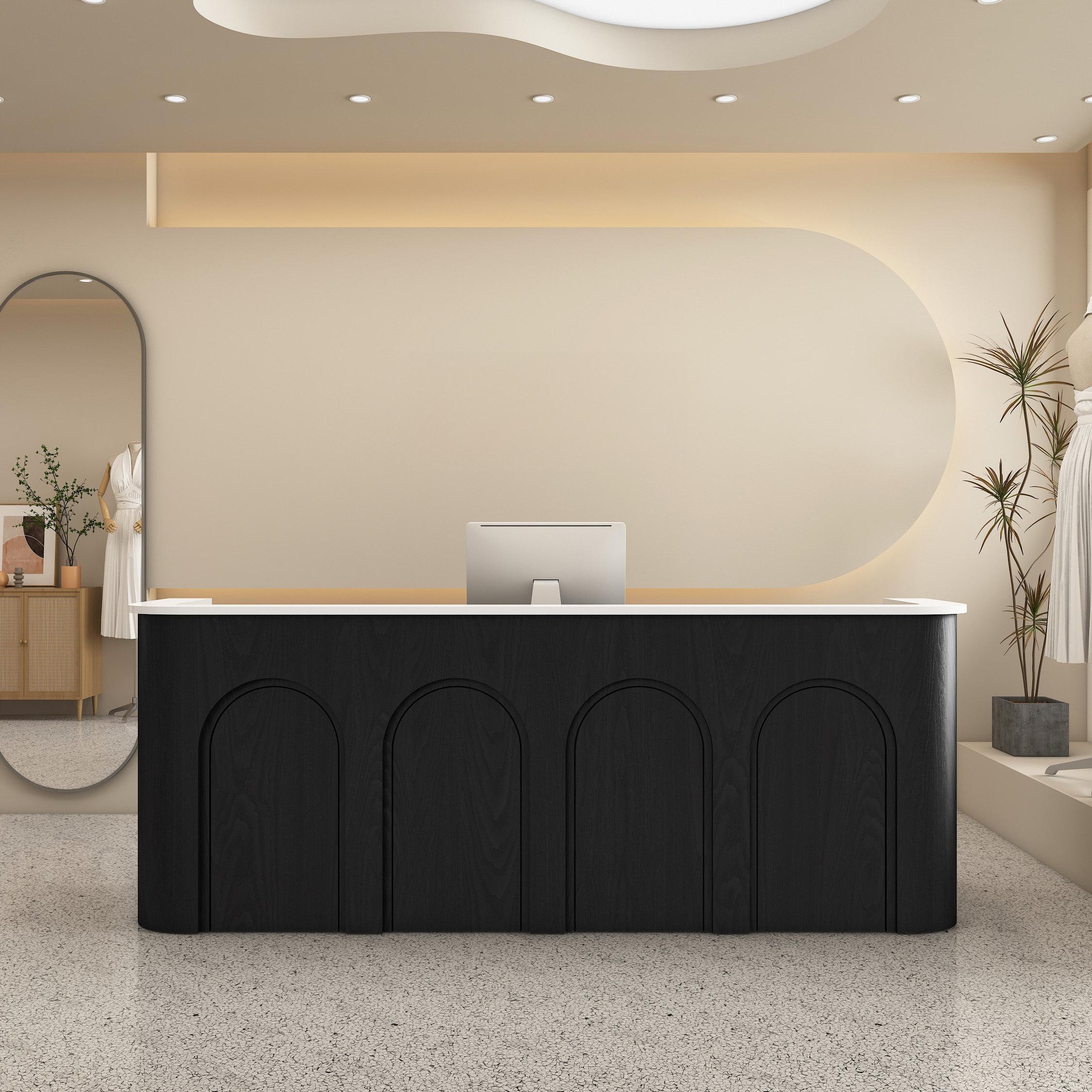 Curved Wood Reception Desk with Arched Panel Design RD-207