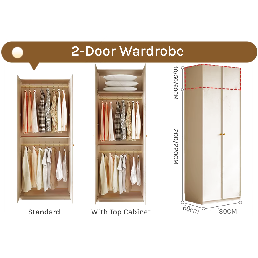 Flex Series - 0.8m Modular Wardrobe - Versatile White Closet with Optional Top Cabinets WD-024