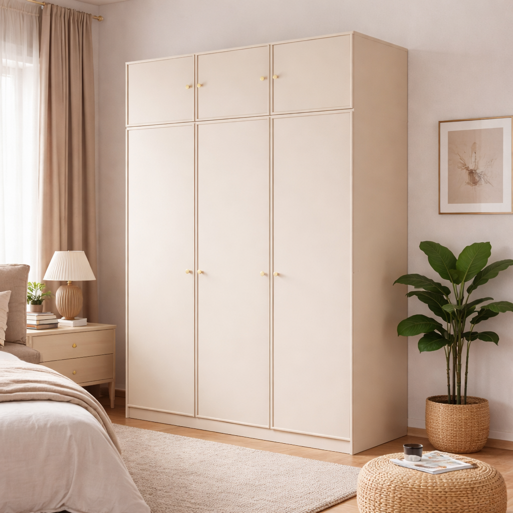 1.2m Bedroom Wardrobe - French Cream Style Large Freestanding Closet WD-002