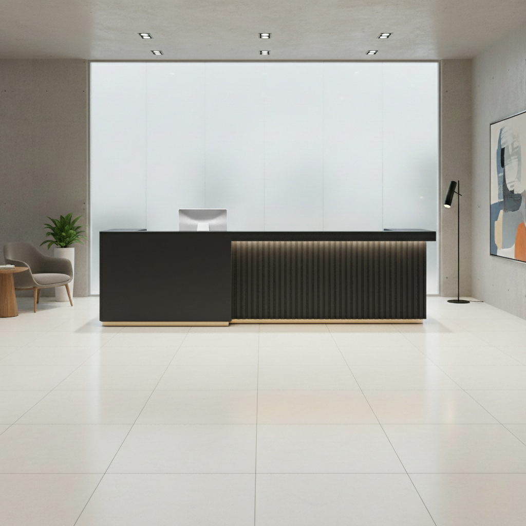 Contemporary Fluted Reception Desk with LED Lighting RD-189