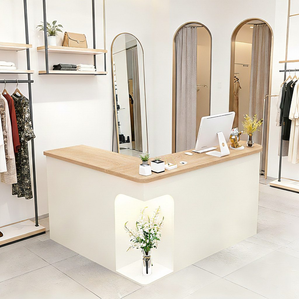 Chic L-Shaped Big Storage Simple Reception Beauty Salon RD-160