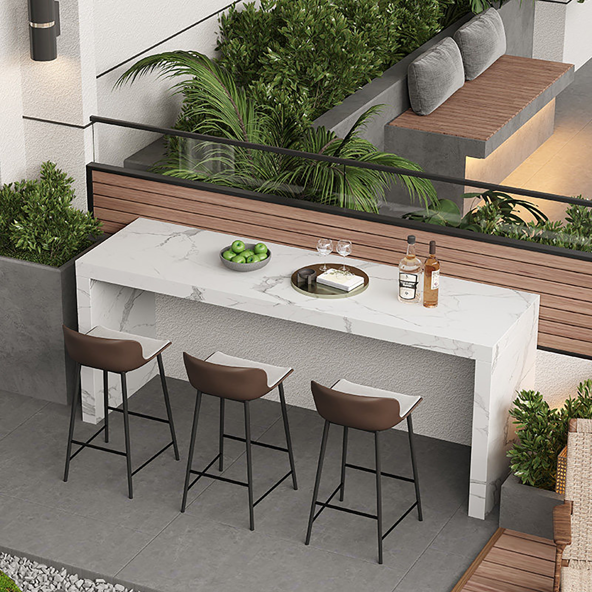 Modern Sintered Stone Outdoor Bar Table – Alfresco Garden & Balcony Workstation BC-111
