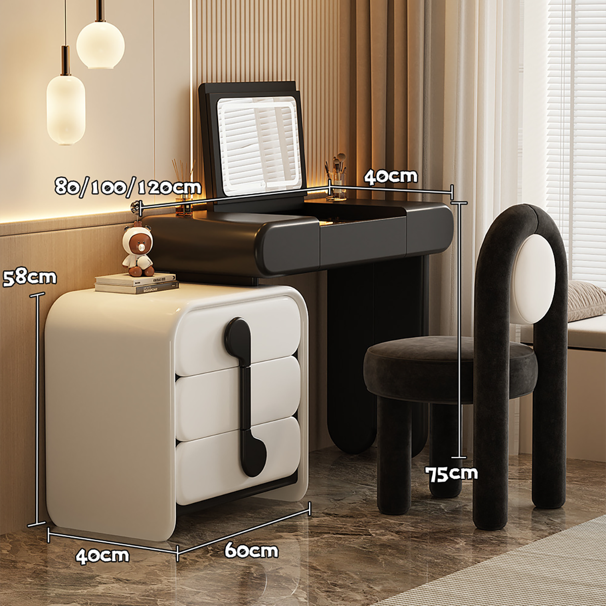 Italian Modern Dressing Table with Fliptop & Drawers DRT-103