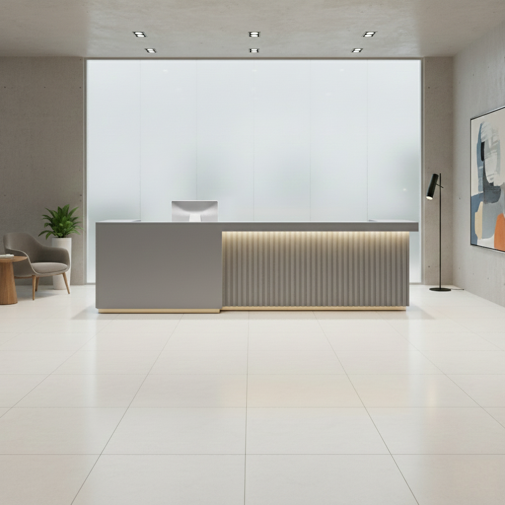 Contemporary Fluted Reception Desk with LED Lighting RD-189