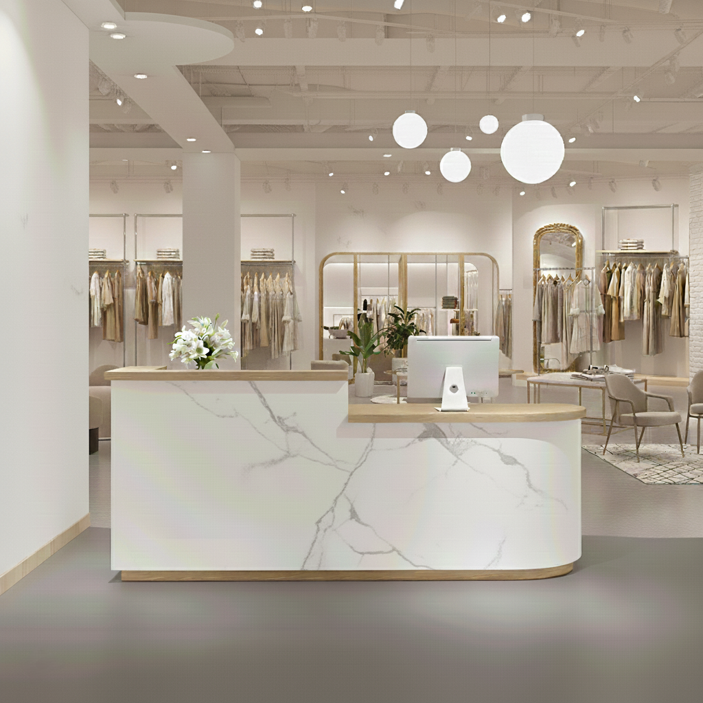 Arc Shape Fashionably Salon Store Institution Reception Desk RD-124