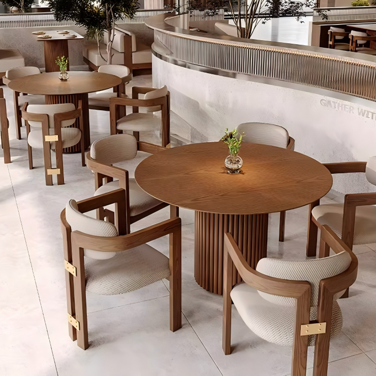 Modern Slatted Pedestal Table for Cafés & Restaurants RCT-006