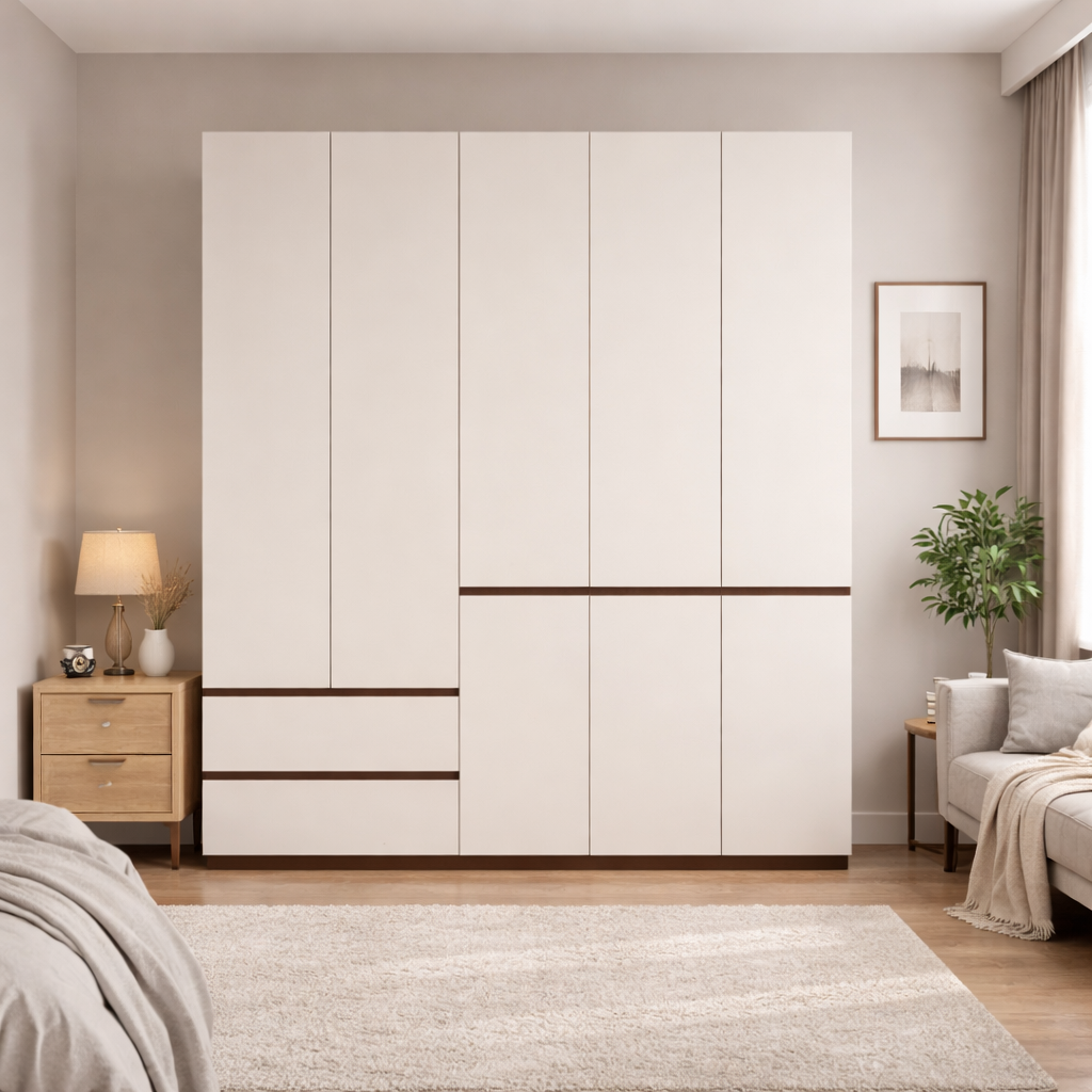 2m Grand Bedroom Wardrobe - French Cream Style 200cm Luxury Closet System WD-006