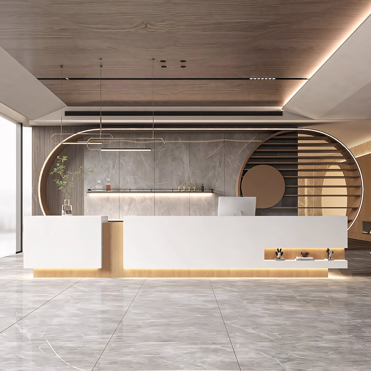 Luxury Rectangle Color-block Reception Desk for Company Hotel RD-116