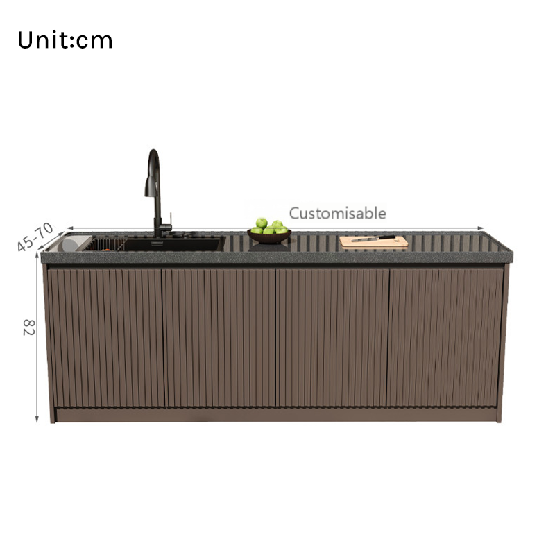 Sintered Marble Outdoor Kitchen Workbench with Sink and Storage Cabinet OKC-105