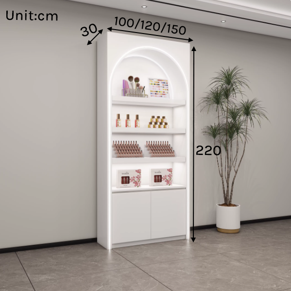 Modern Lacquered Skincare Display – Geometric Beauty Salon Cabinet DC-002