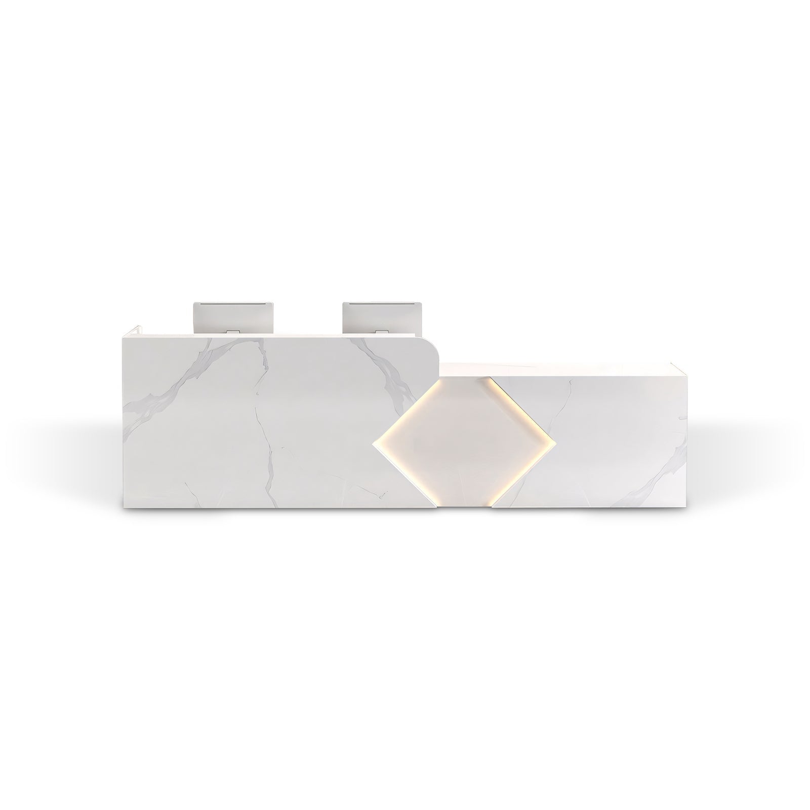 Modern White Marble Reception Counter with Geometric LED Lighting RD-152