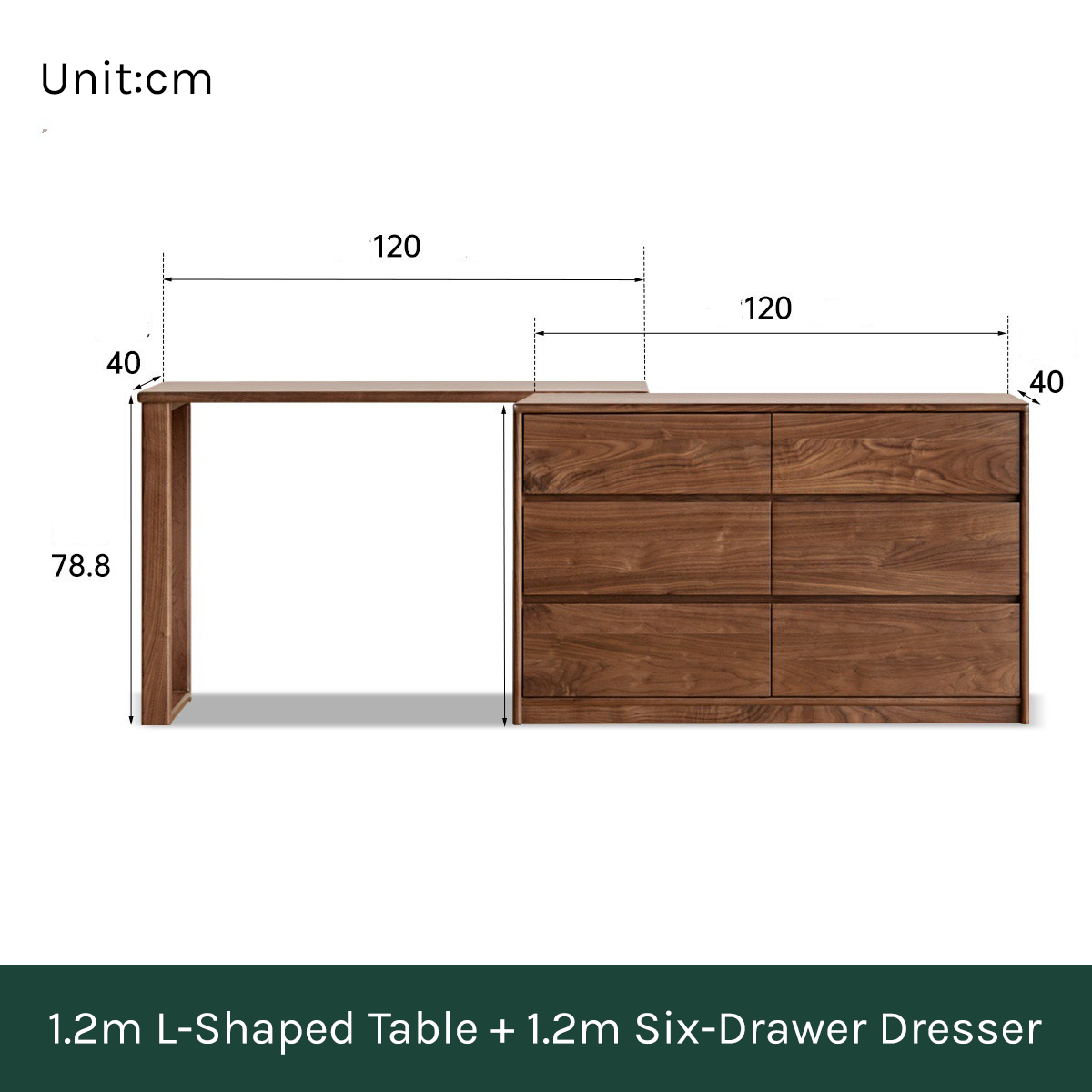 Walnut Finish Dresser & Vanity DRT-010