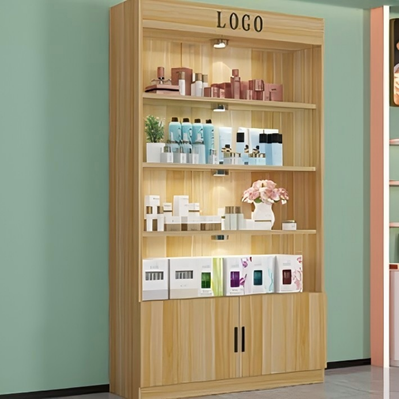 Modern Glass Door Display Cabinet – Luxury Beauty Salon Showcase DC-007