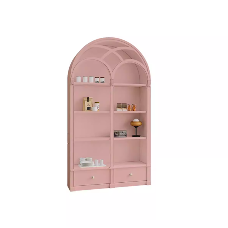 Cream Style Arched Display Cabinet – French Retro Bookshelf DC-001