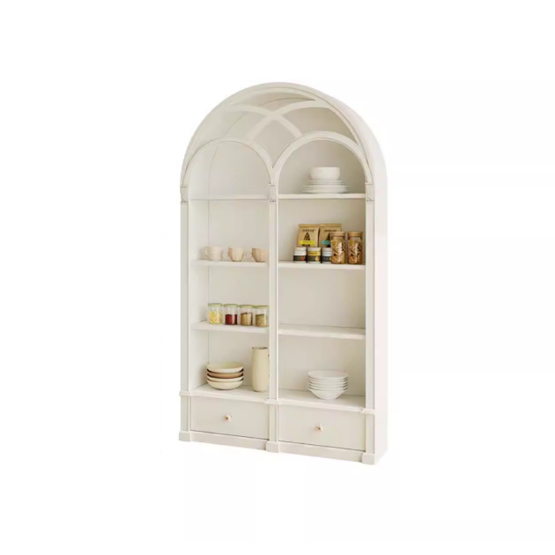 Cream Style Arched Display Cabinet – French Retro Bookshelf DC-001