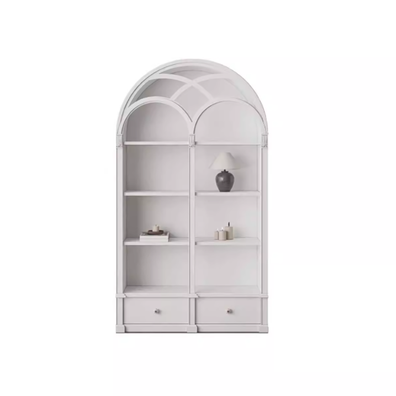 Cream Style Arched Display Cabinet – French Retro Bookshelf DC-001