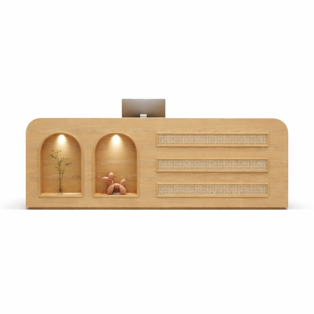 Wabi-Sabi Rattan Reception Desk for Boutique, Hotel & Retail Counter RD-218