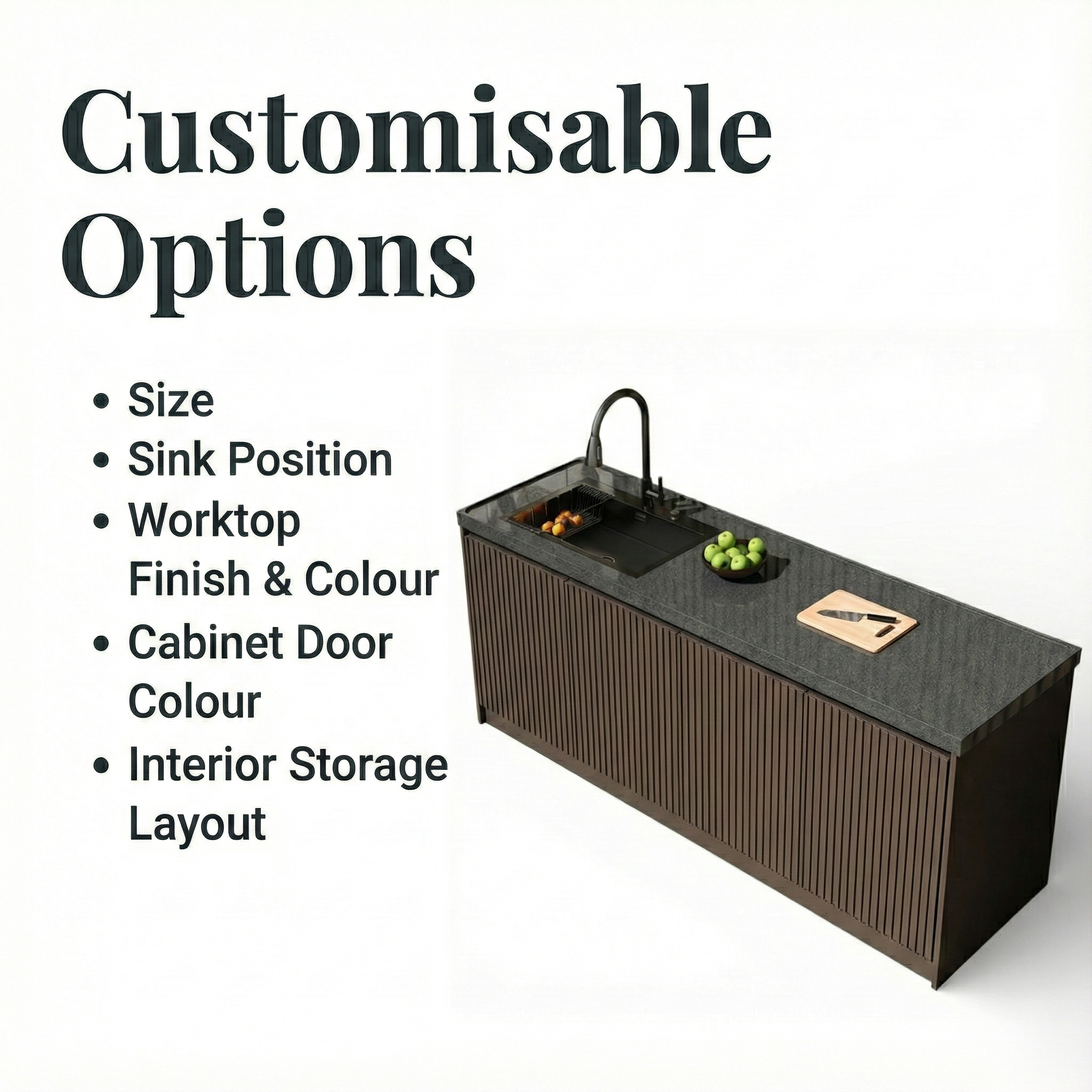 Sintered Marble Outdoor Kitchen Workbench with Sink and Storage Cabinet OKC-105