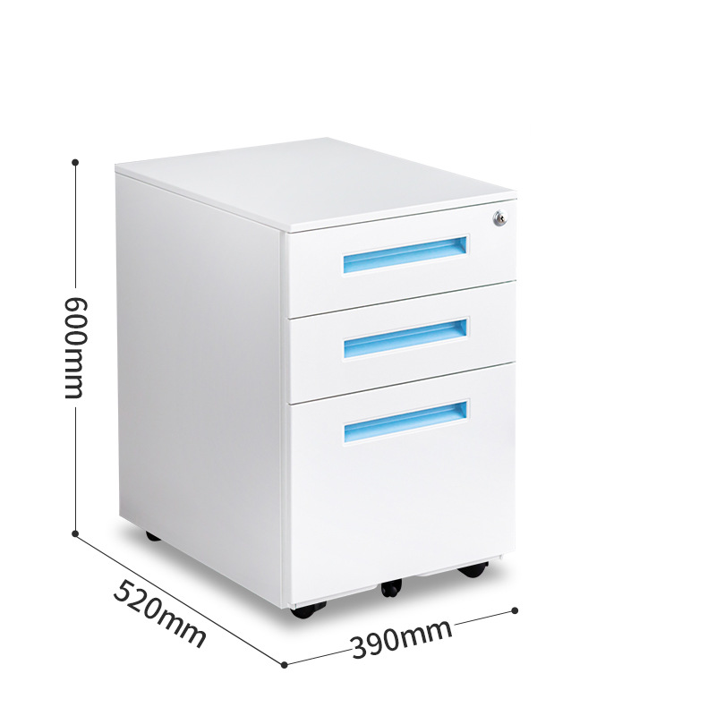 Steel Mobile Office Filing Cabinet with 3 Drawers for Desk Storage FC-006