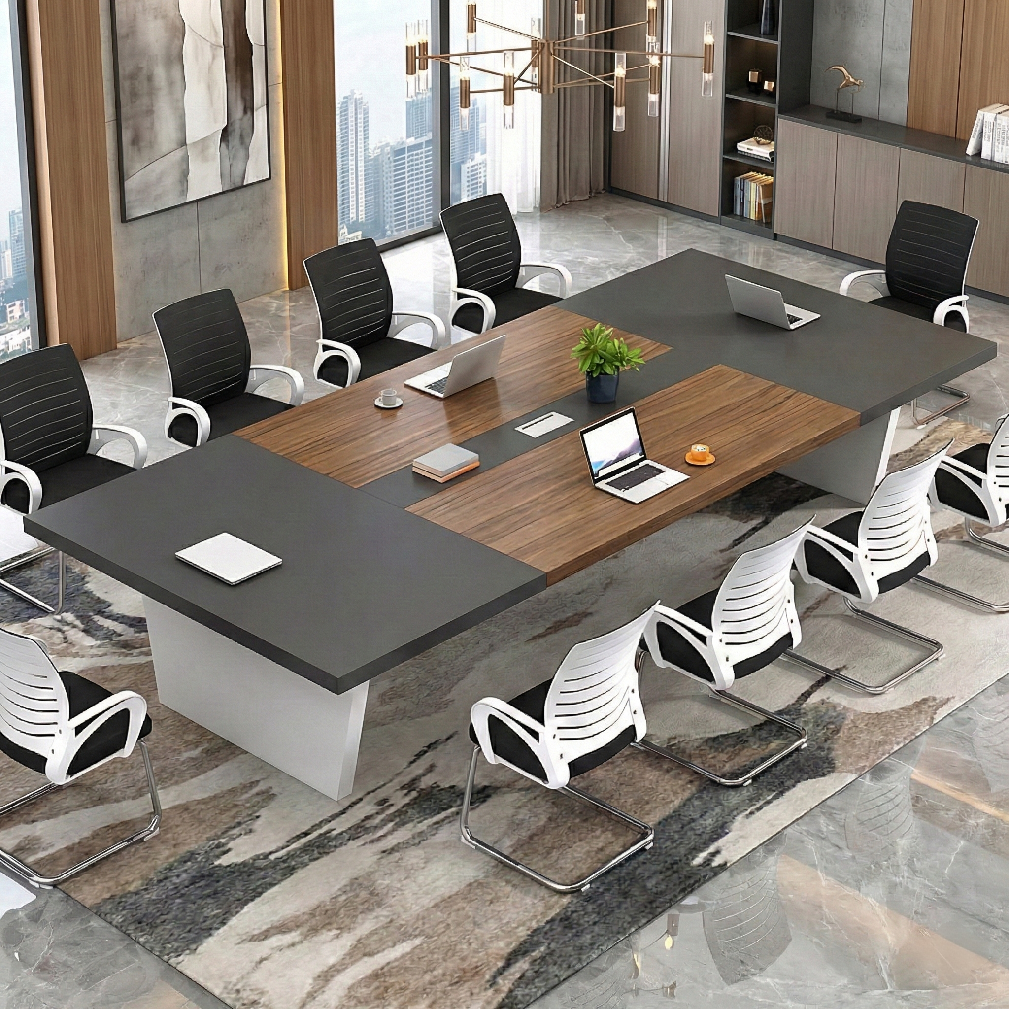 Simple Rectangular Conference Table And Chair Combination MT-007
