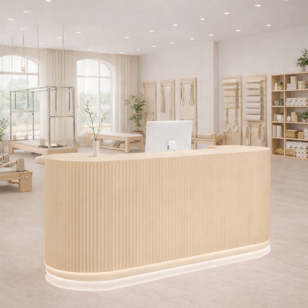 (Stock) Soft Cream Luxury Reception Desk for Hotels, Boutiques & Salons RD-149