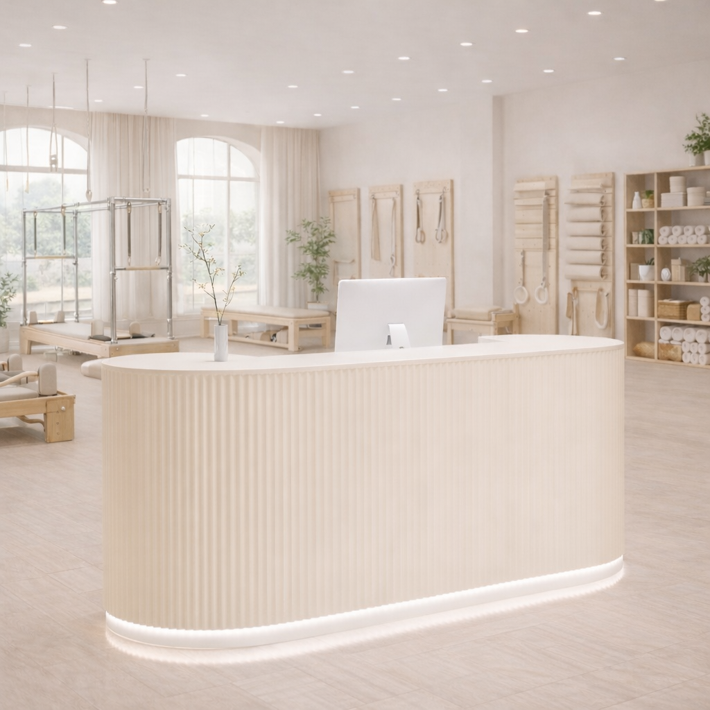 (Stock) Soft Cream Luxury Reception Desk for Hotels, Boutiques & Salons RD-149