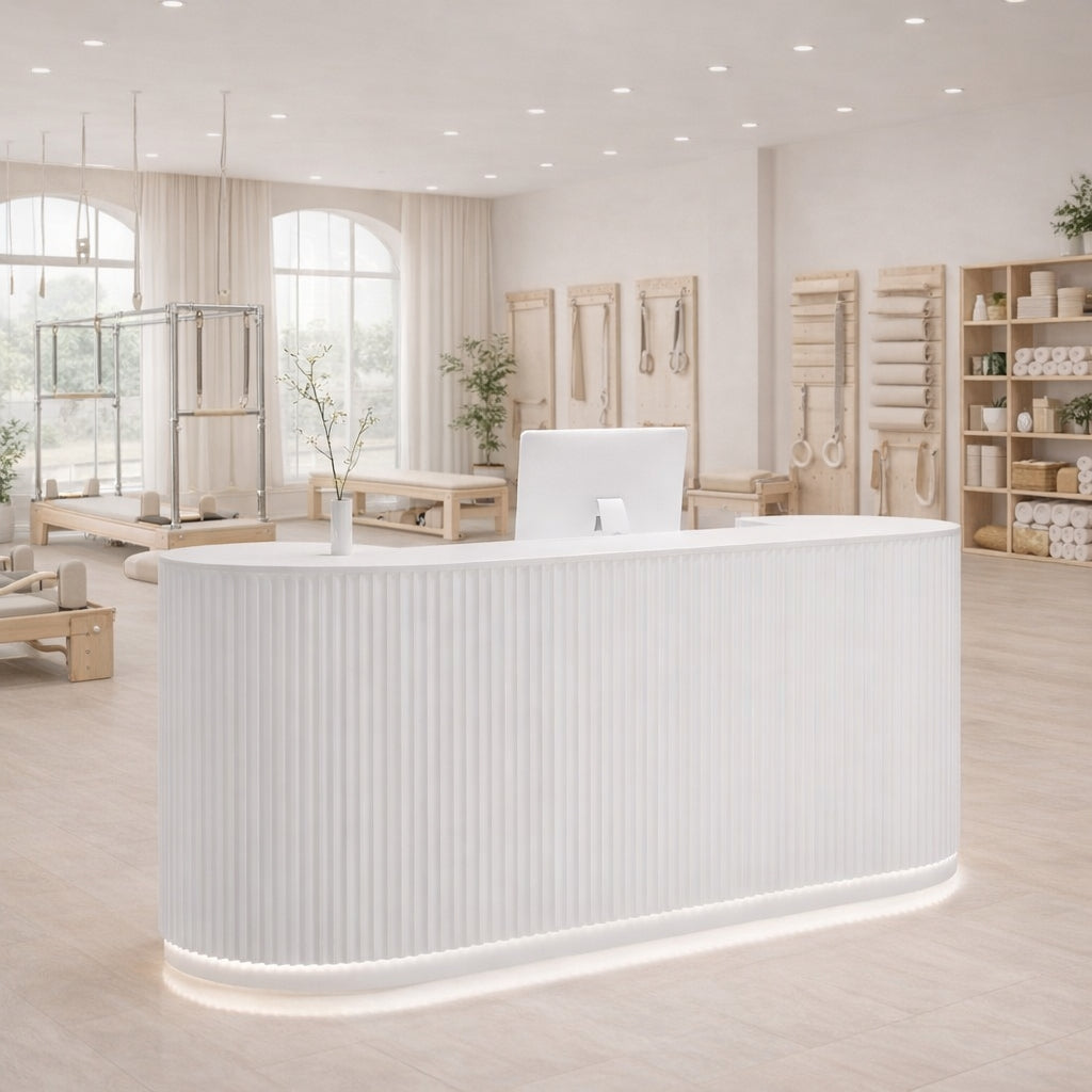 (Stock) Soft Cream Luxury Reception Desk for Hotels, Boutiques & Salons RD-149