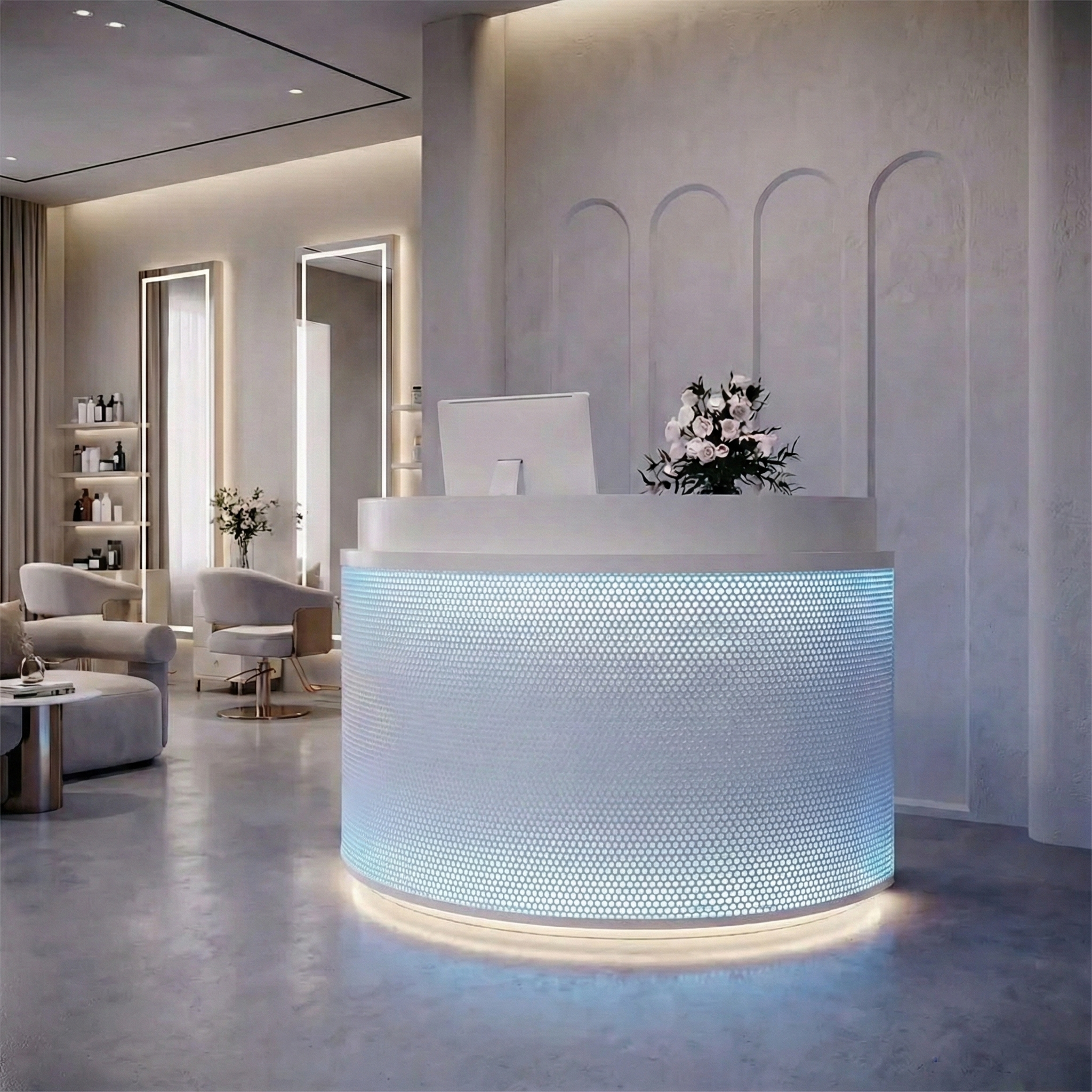 Simple Curved Fully Assembled Cashier and Reception Desk for Stores RD-127