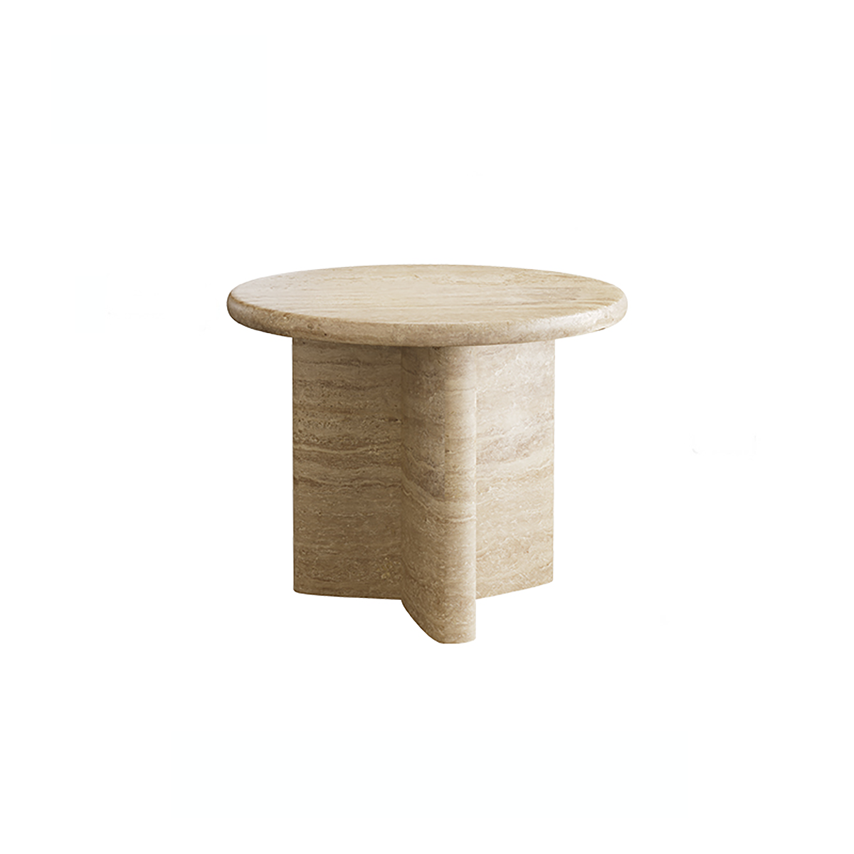 Cream Round Travertine Coffee & Side Table CT-108
