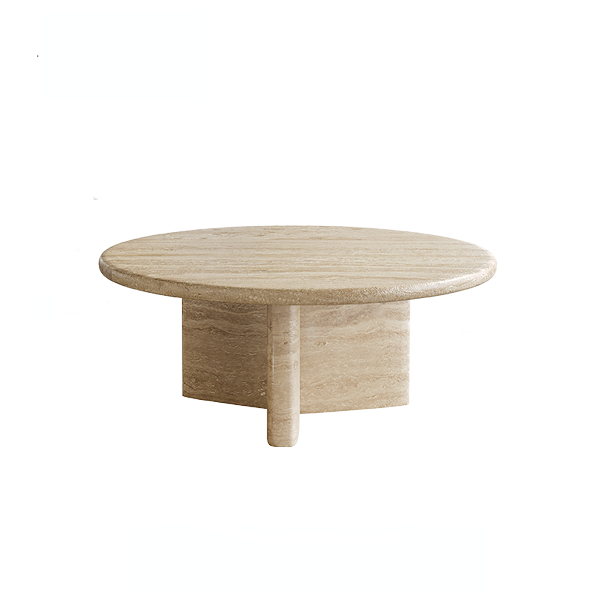 Cream Round Travertine Coffee & Side Table CT-108