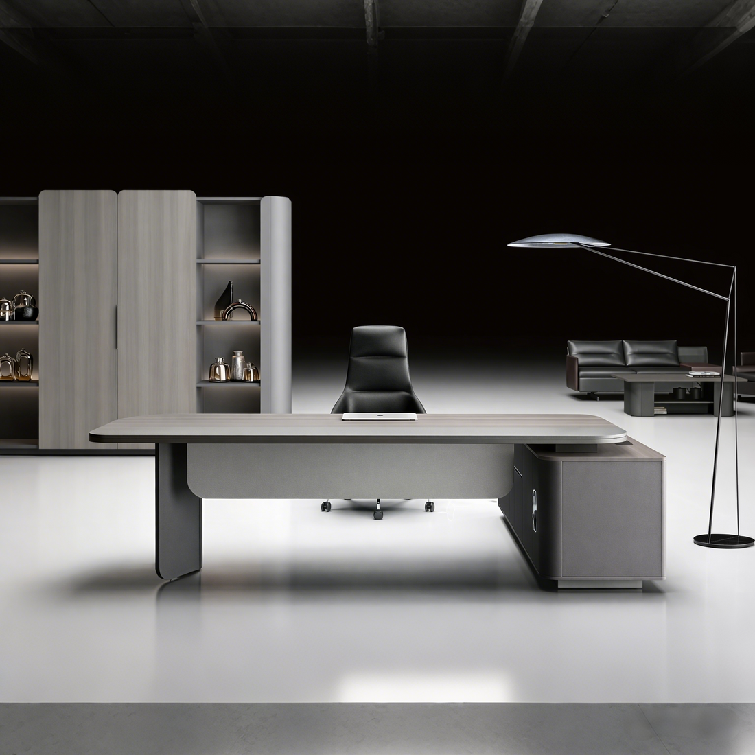 Luxury Modern Executive Desk with Integrated Storage &amp; Power Design ED-031