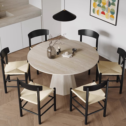 Minimalist Modern Wabi-Sabi Travertine Round Slab Dining Table DT-105