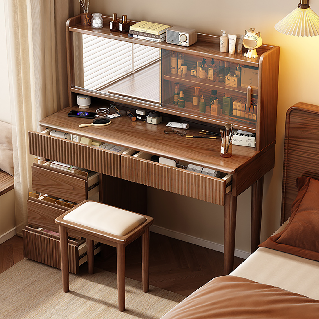 Retro Piano-Style Makeup Vanity Table DRT-009