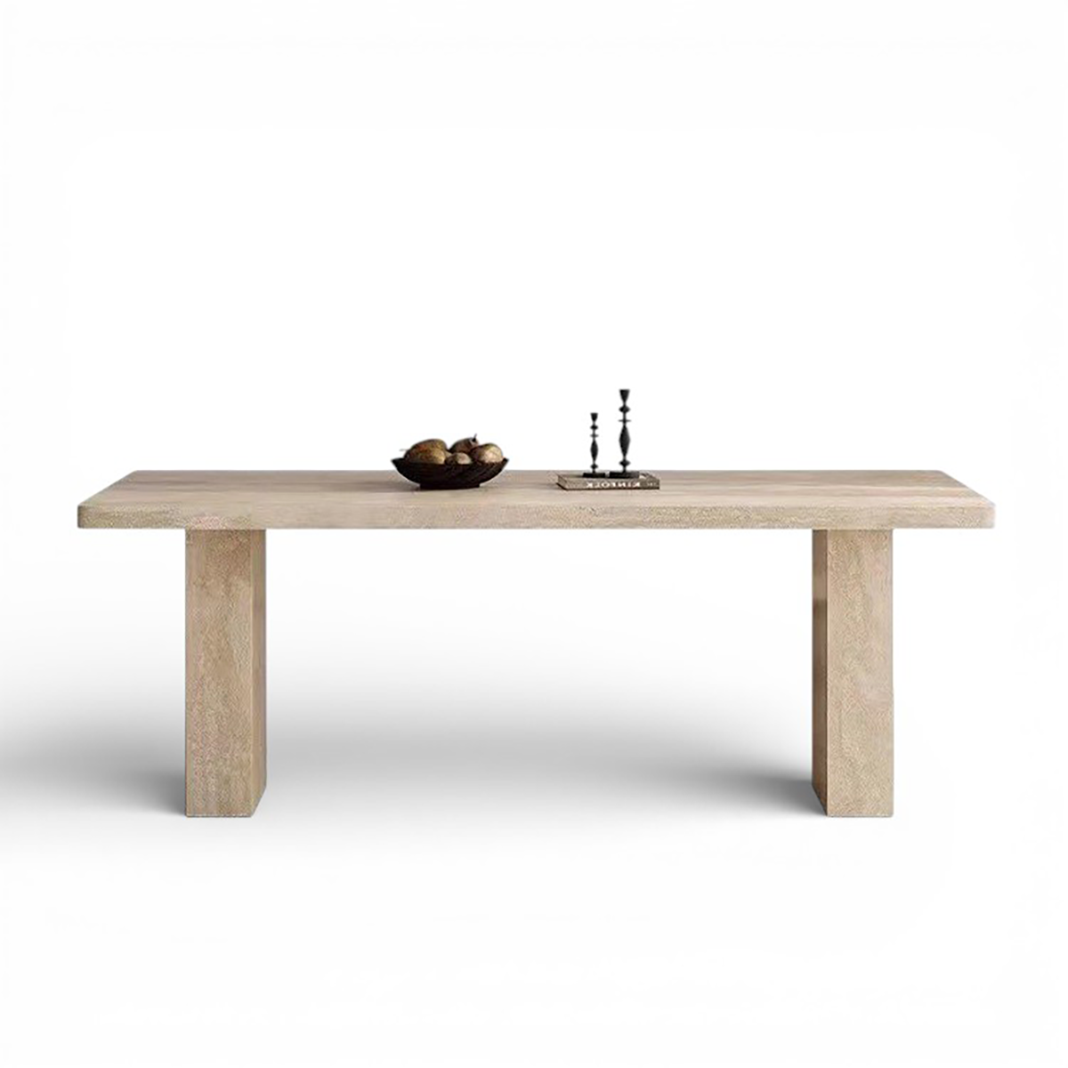 French Retro Travertine Dining Table – Modern Mid-Century Drop-Edge Table for Home &amp; Showrooms  DT-104