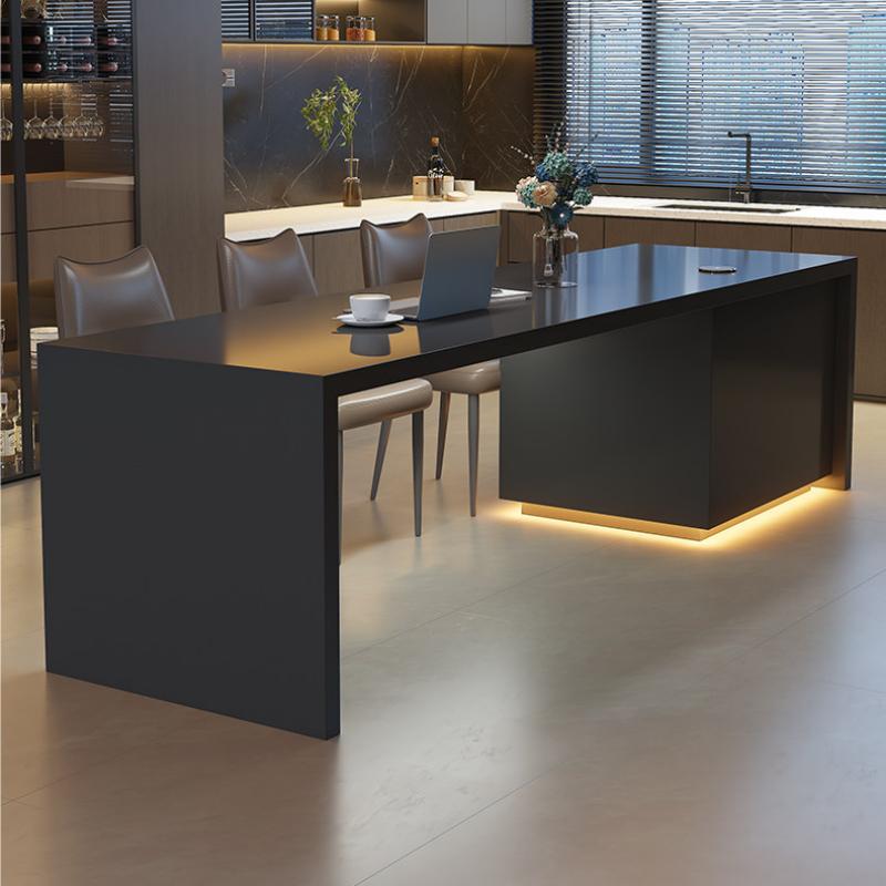 Customizable Light Luxury Modern Minimalist Sintered Stone Island Dining Table with Extended Counter IT-109