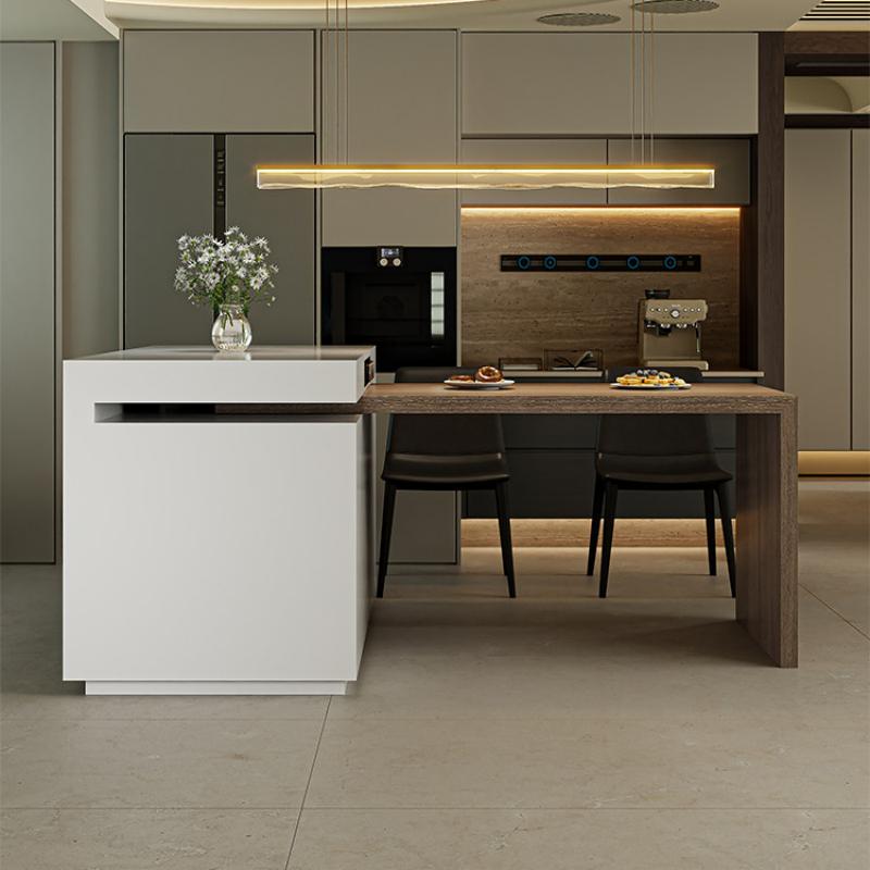 (Stock)Rotating, Extendable, Flush-Mounted Sintered Stone Top Island Table IT-117