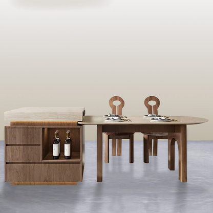 French-Style Curved Island Dining Table with Separate Tea Table IT-112