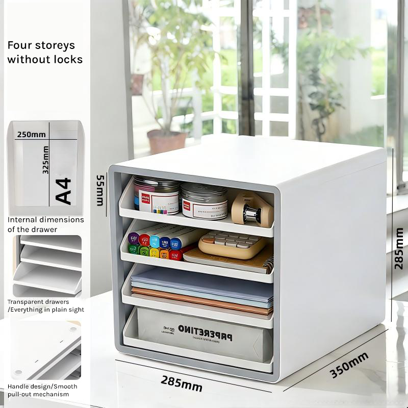 Lockable A4 Office Storage Cabinet Box with Multi-Layer Drawers for Desk Organization FC-007