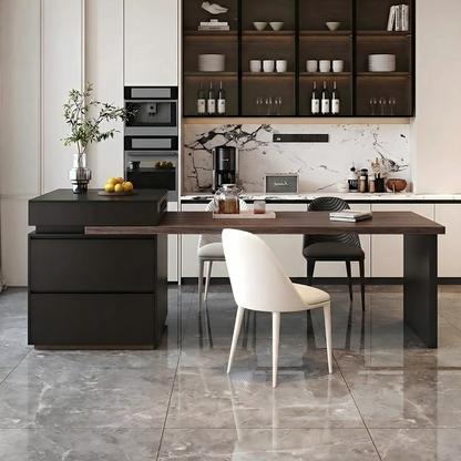 Extendable Island Table with Storage &amp; Power Outlet IT-102