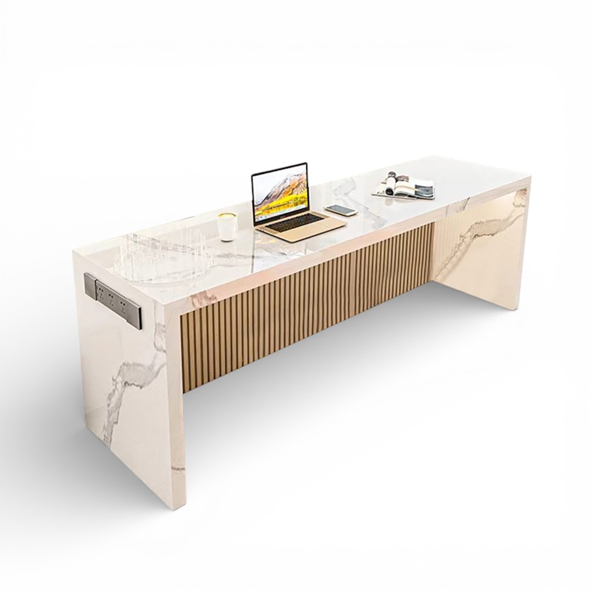 Marble-Patterned Sintered Stone Wall-Mounted Island &amp; Bar Table IT-111