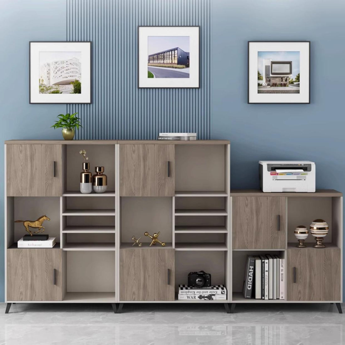 Modern Office Filing Cabinet – Low Storage Unit with Drawers FC-009