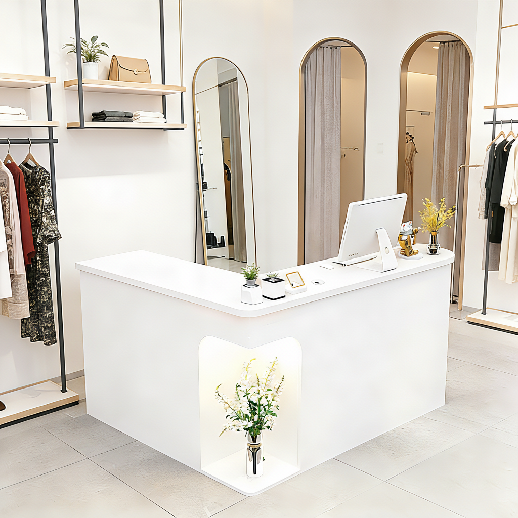 Chic L-Shaped Big Storage Simple Reception Beauty Salon RD-160