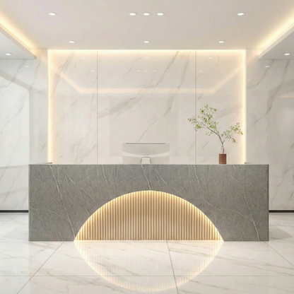 Contemporary Beige Reception Counter with Ambient Light Storage RD-121