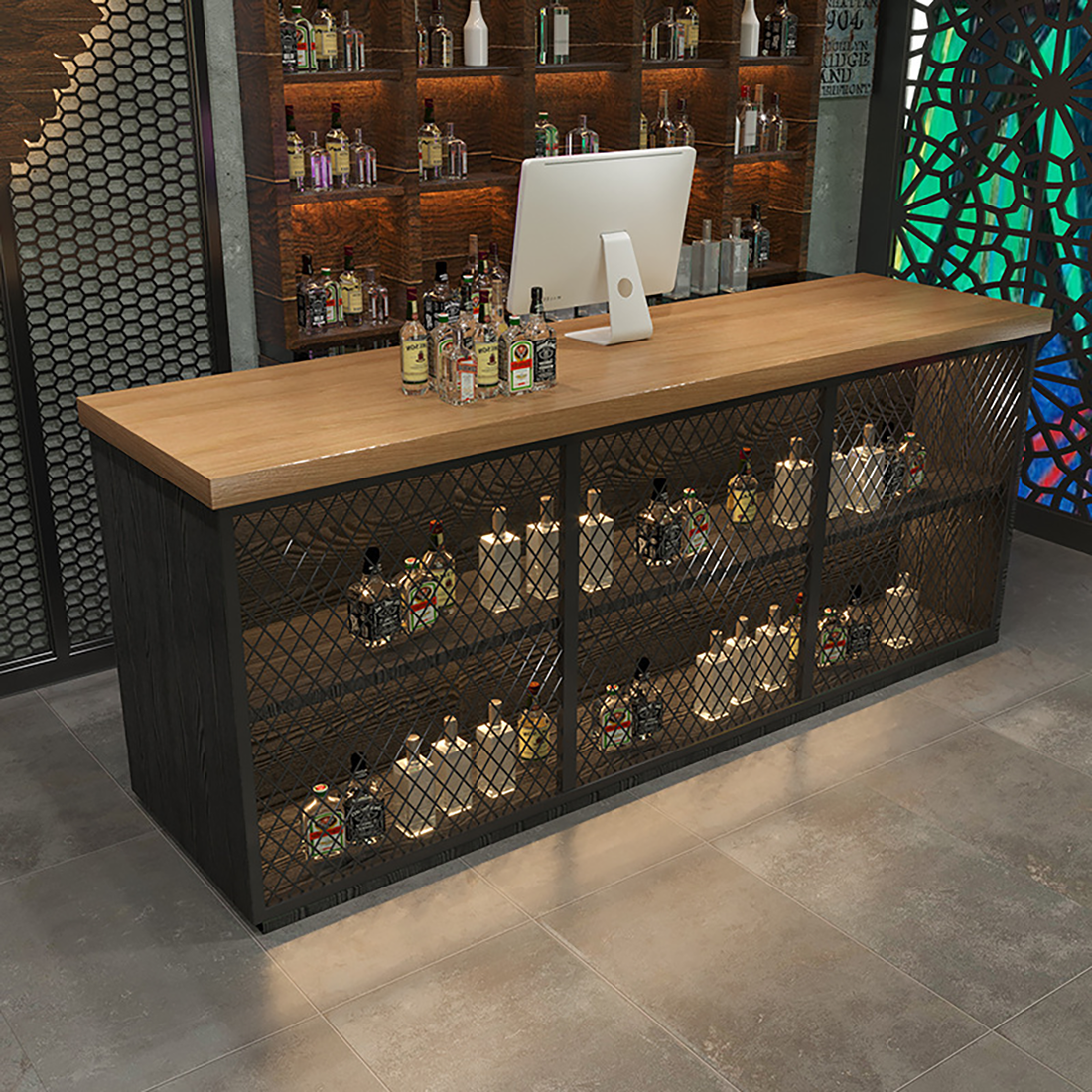 Industrial Vintage Reception Desk for Bar Restaurant Grill BC-105