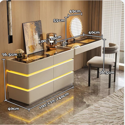 Italian Minimalist Dressing Table &amp; Dresser Set DRT-105