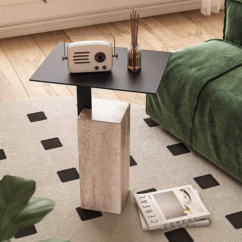 Natural Travertine Minimalist Marble Square Side Table ST-101